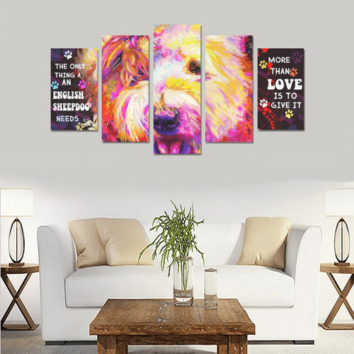 Sheepdog Canvas Wall Art  5-Pieces