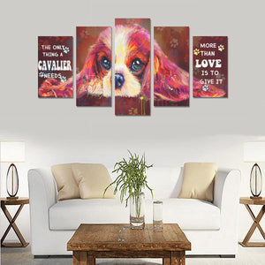 Cavalier King Charles Spaniel Canvas Wall Art  5-Pieces