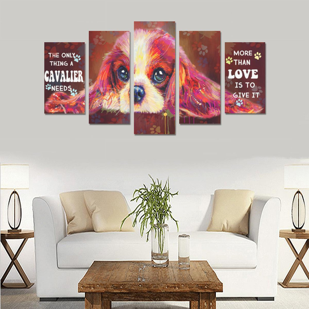 Cavalier King Charles Spaniel Canvas Wall Art  5-Pieces