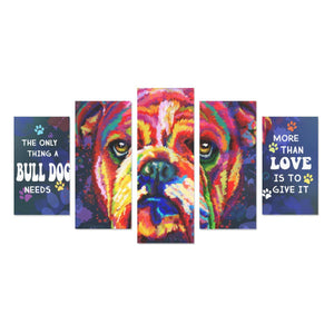 Bulldog Canvas Wall Art  5-Pieces
