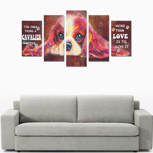 Cavalier King Charles Spaniel Canvas Wall Art  5-Pieces