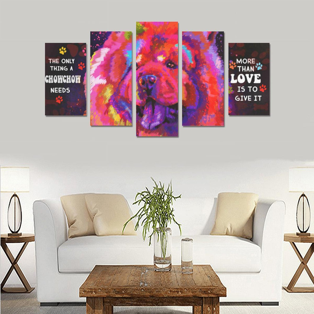Chow Chow Canvas Wall Art 5-Pieces