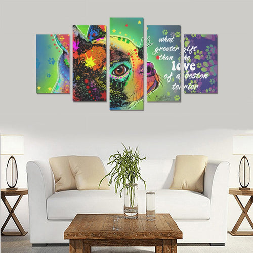 Boston Terrier Canvas Wall Art  5-Pieces