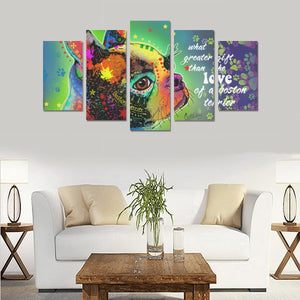 Boston Terrier Canvas Wall Art  5-Pieces