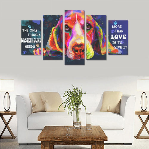 Basset Hound Canvas Wall Art  5-Pieces