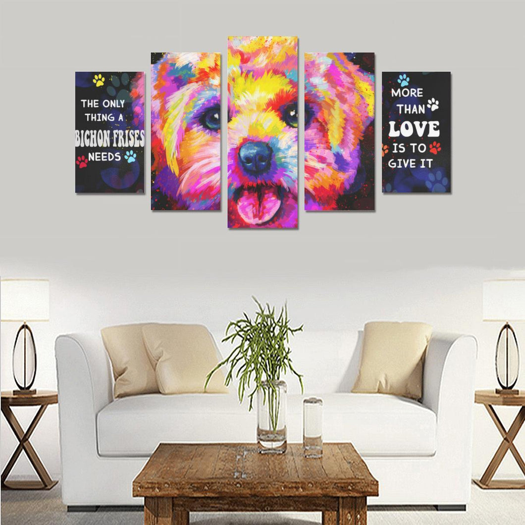 Bichon Frise Canvas Wall Art 5-Pieces