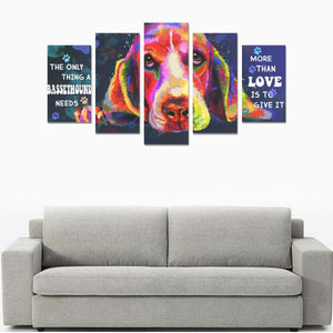 Basset Hound Canvas Wall Art  5-Pieces