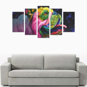Bulldog Canvas Wall Art  5-Pieces