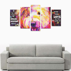 Sheepdog Canvas Wall Art  5-Pieces