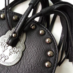 GOTHIC SKULL RIVETS TASSEL SHOULDER BAG