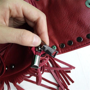 GOTHIC SKULL RIVETS TASSEL SHOULDER BAG