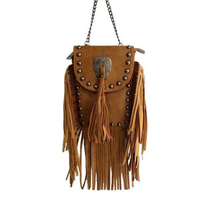 GOTHIC SKULL RIVETS TASSEL SHOULDER BAG