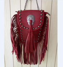 Load image into Gallery viewer, GOTHIC SKULL RIVETS TASSEL SHOULDER BAG